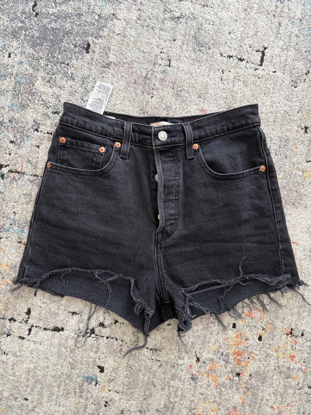 Levi's Ribcage high waist Black button fly Denim Shorts-Size 27